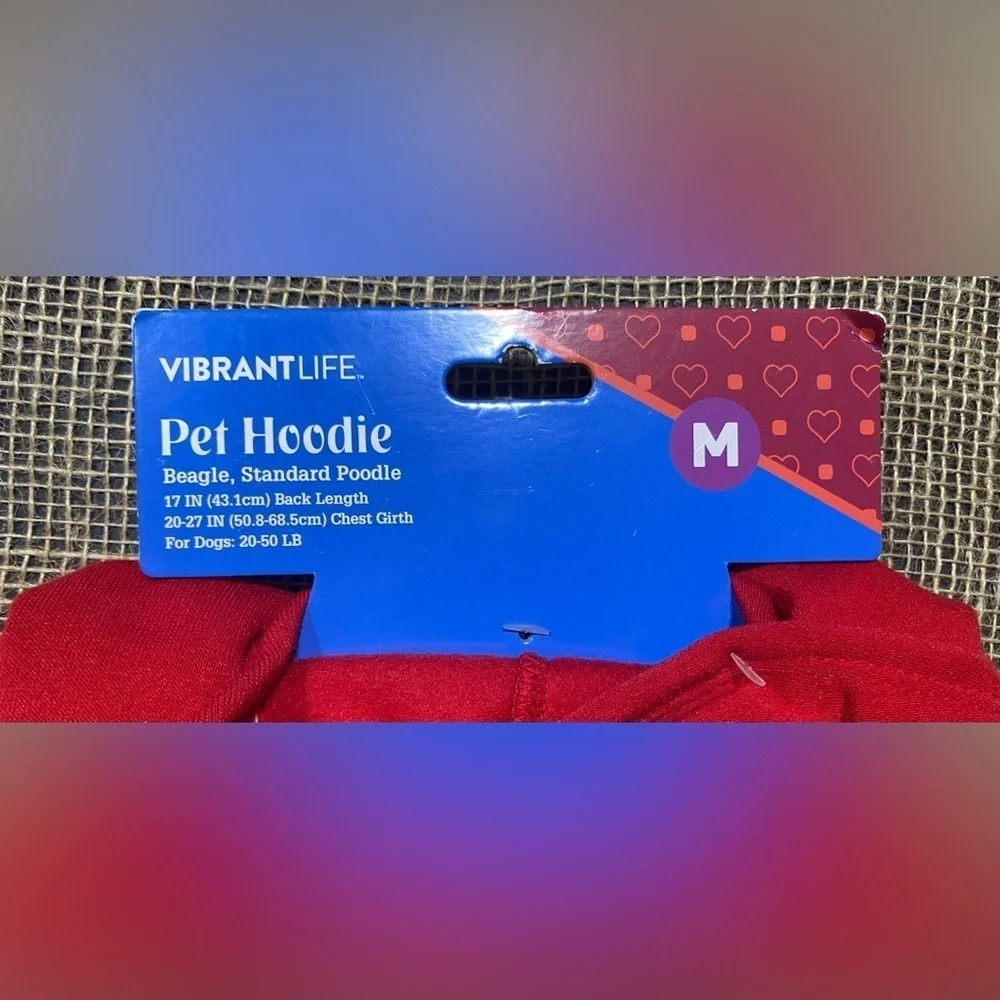 Pet Hoodie Size Medium Vibrant Life “Sweet Heart” NEW Red
